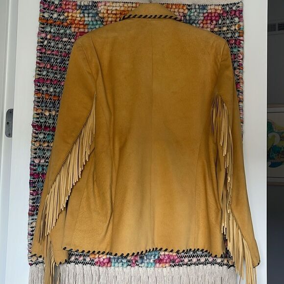 Beautiful  Vintage Char Sante Fe leather jacket with hand painting and beading - Picture 8 of 9